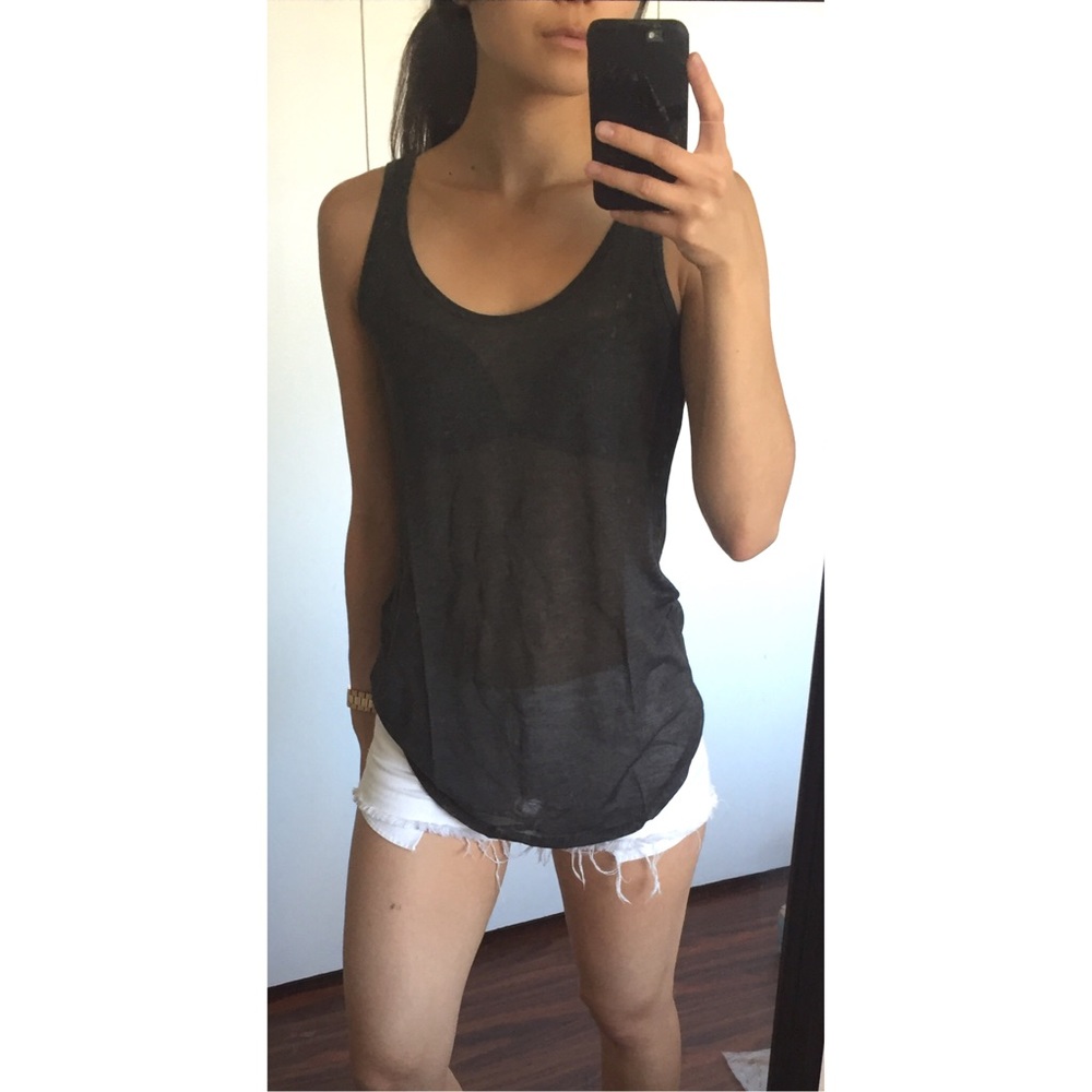 State & Manor Charcoal Sheer Tank